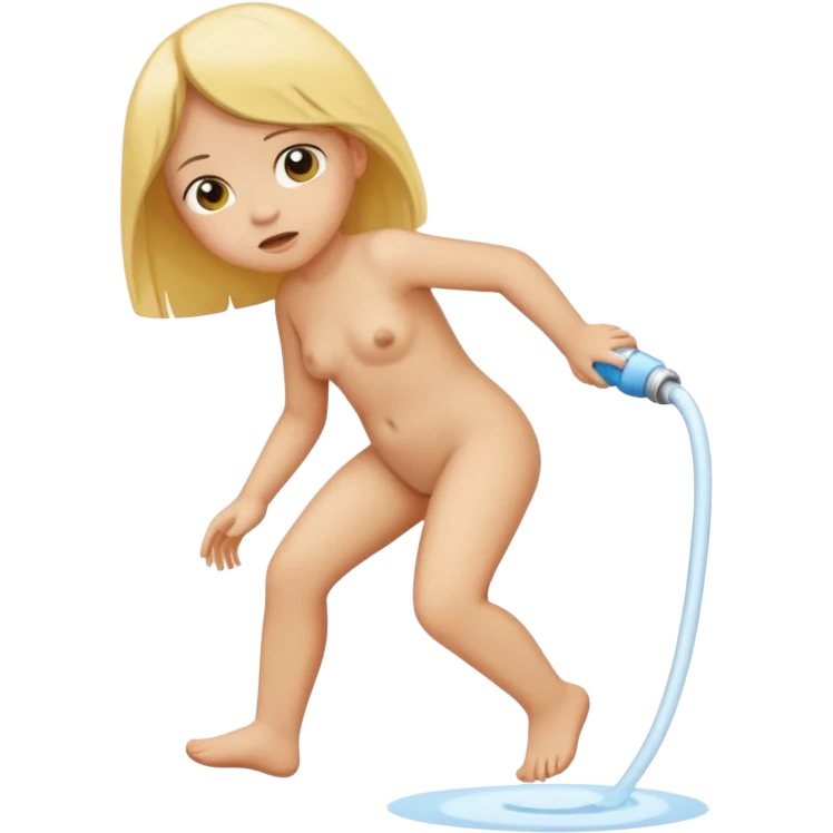 Child girl peeing naked walking on 4 emoji