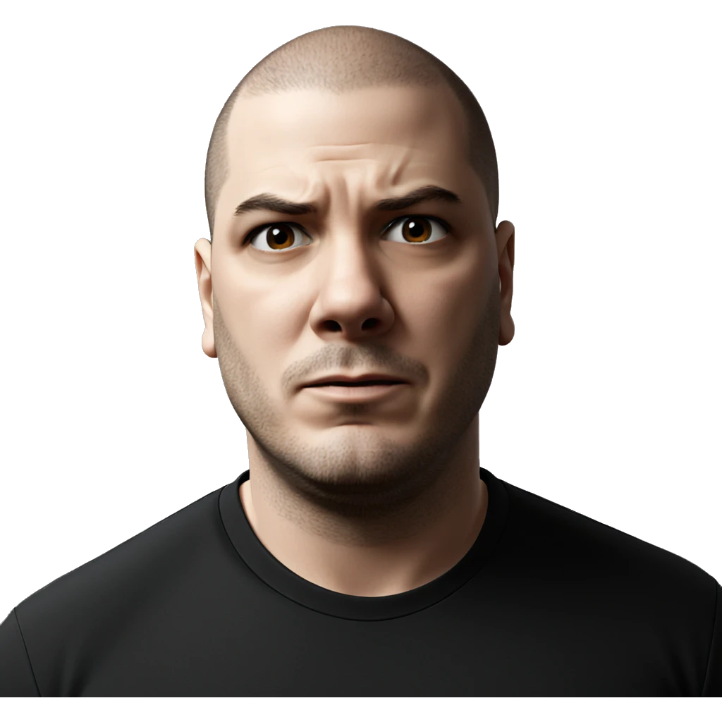 bald guy in black shirt emoji
