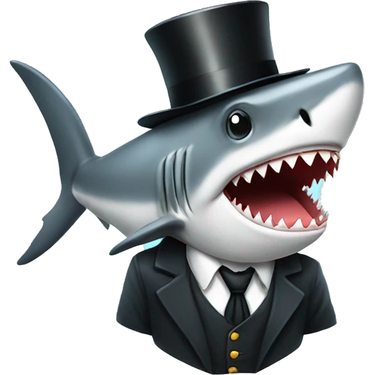 Shark with tophat emoji