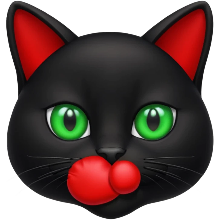 Black cat with a red glove in his mouth emoji