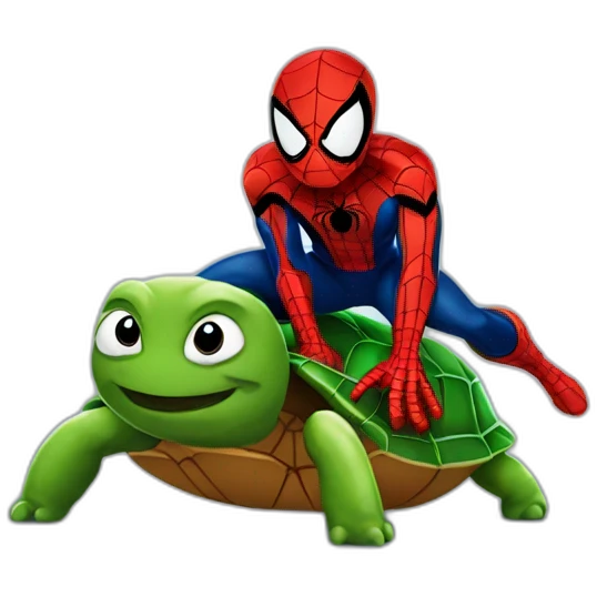 spiderman sur tortue emoji
