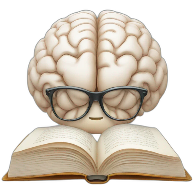 A brain reading a book emoji