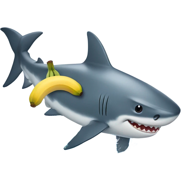 Shark jumping out of water to catch a banana emoji