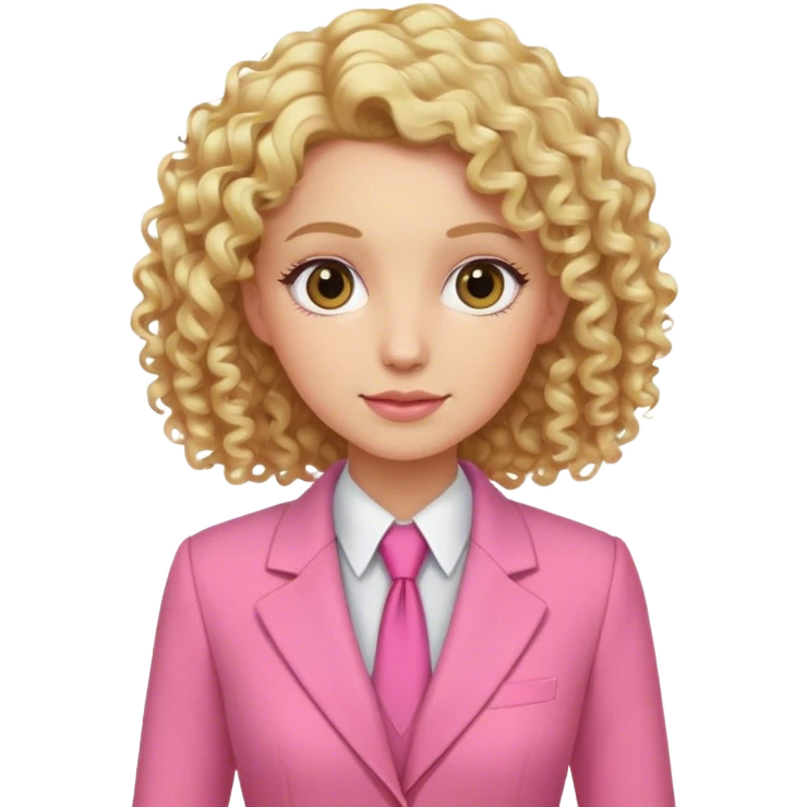 Blonde curly hair lady with pink dress suit emoji