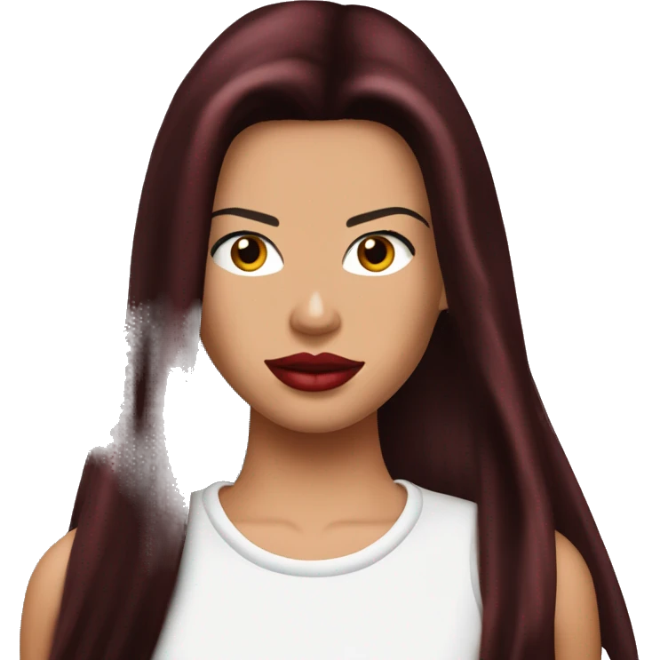 Adriana lima in 90s long dark red hair long dark eyelashes emoji