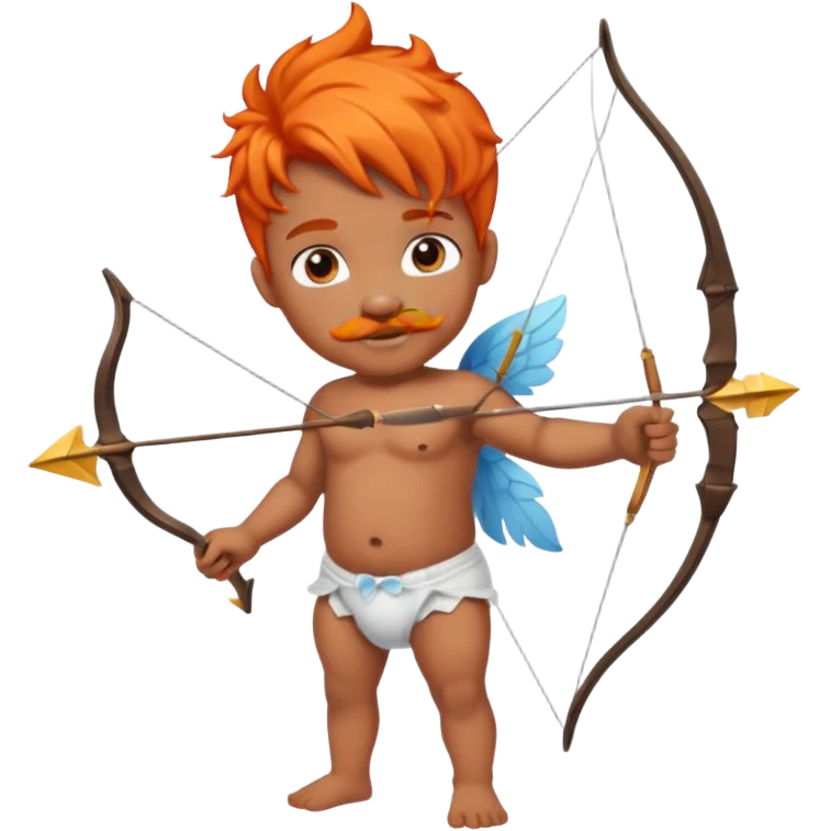 Black cupid with orange hair and mustache emoji