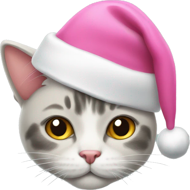 Pink santa claus hat cat emoji