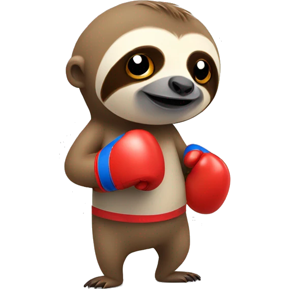 Cute Sloth wearing boxing gloves emoji