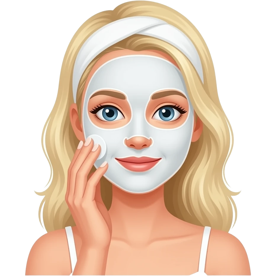 self care - maseczka na twarzy u dziewczyny blondynka emoji