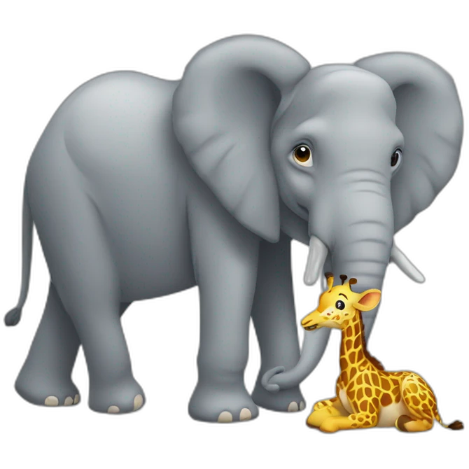 Éléphant avec girafe emoji