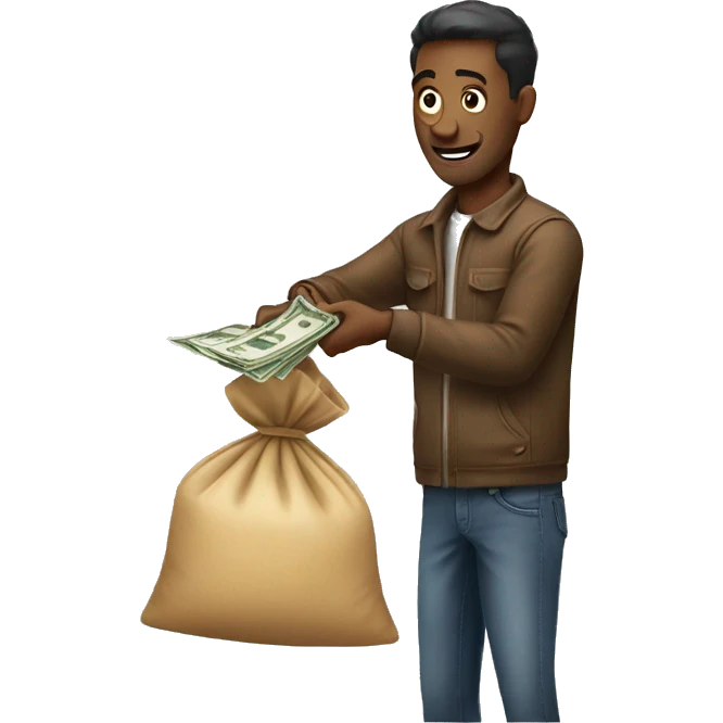 man paying money in a bag emoji