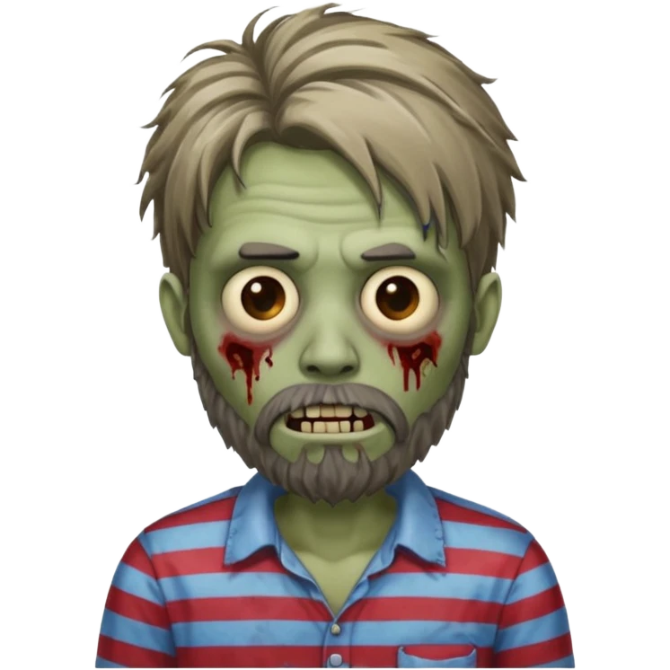 zombie in stripe  men long hair & bearded emoji