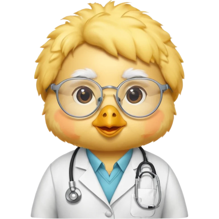 chick animal with glasses, wearing doctor uniform emoji