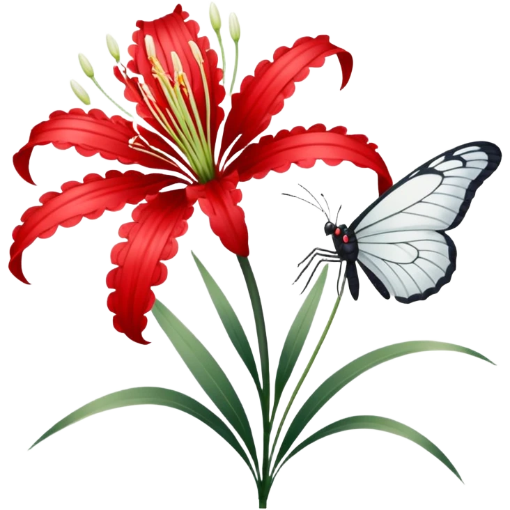 Red spider Lilly with white butterfly  emoji