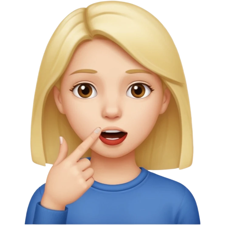 Girl who is putting her finger between her teeth emoji