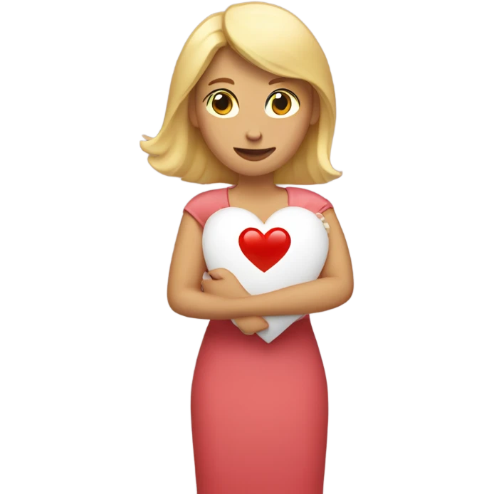 Blonde Mother holds her  big heart in her arm emoji