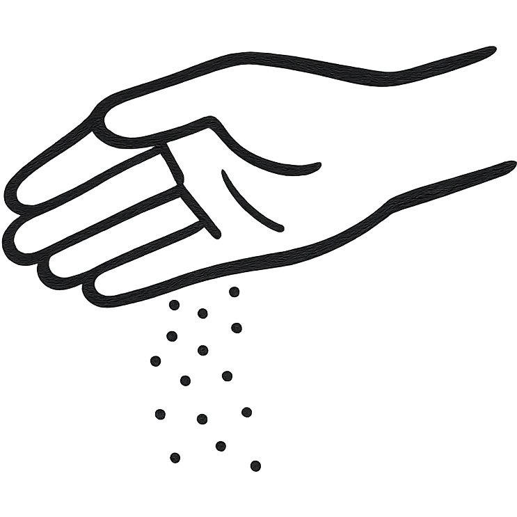 a hand shaking out sugar, clear and expressive emoji
