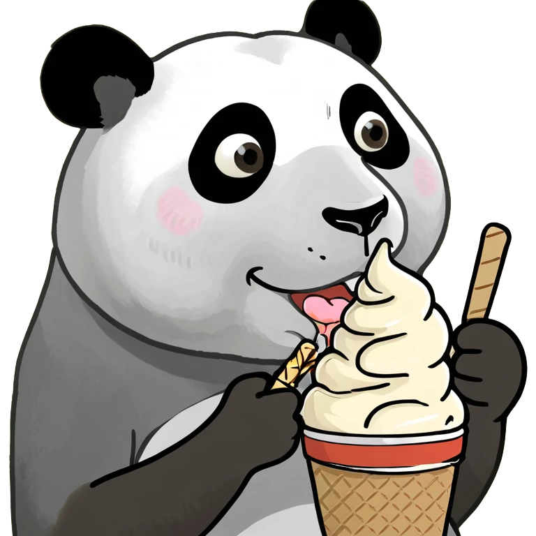 Panda eating ice cream emoji