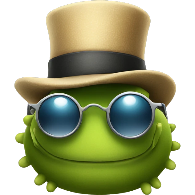 caterpillar with sunglasses and top hat emoji