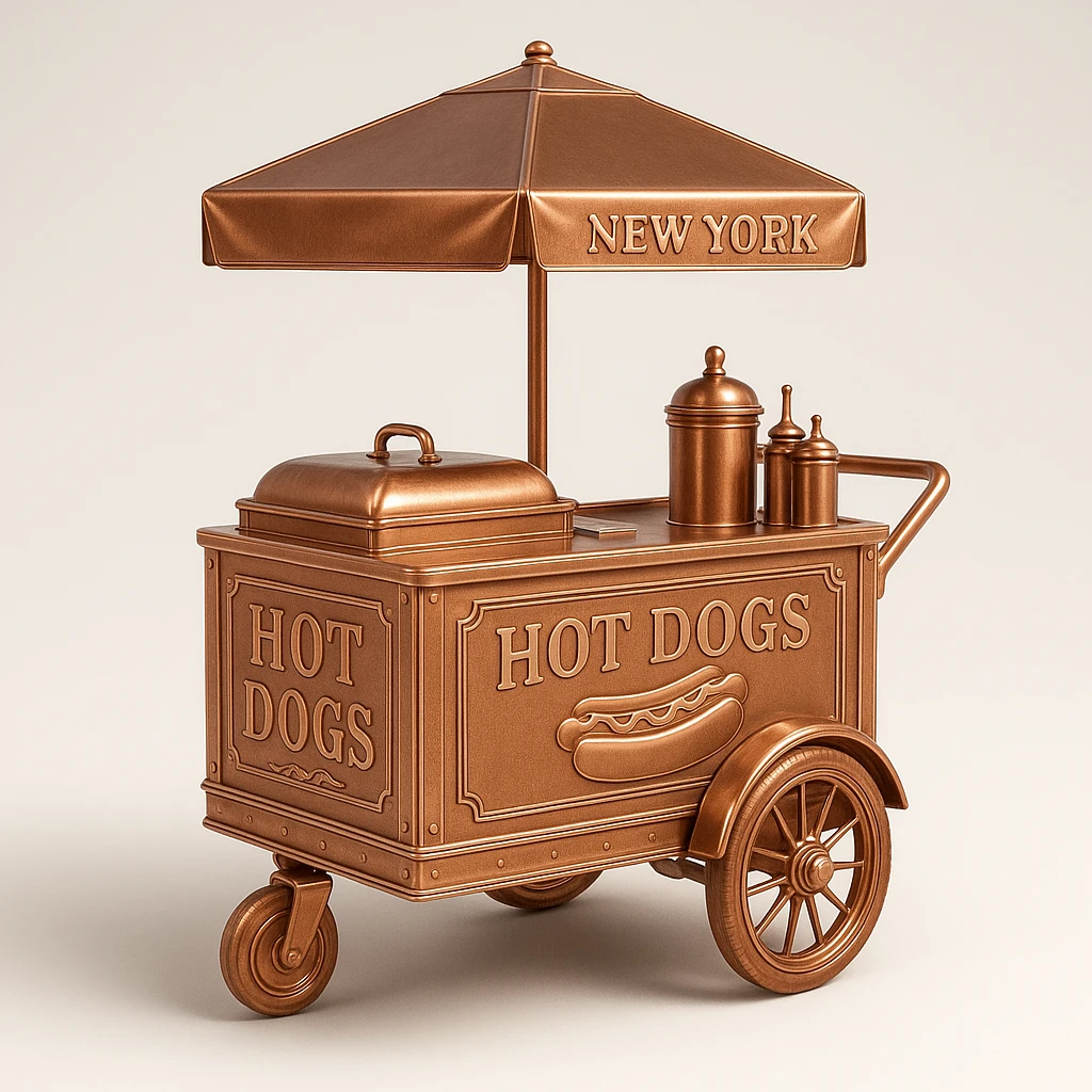 hotdog seller in New York with cart emoji