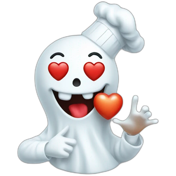 ghost chef blowing kiss heart with its hand emoji