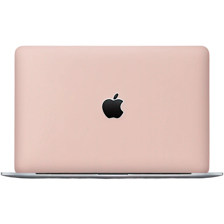 A sleek and modern MacBook Air laptop in a soft pastel pink color, placed on a white background. The Apple logo on the back of the screen is black, contrasting elegantly with the pink finish. The laptop is slightly open, showing a glimpse of the black keyboard and silver edges. The design is minimalist and stylish, reflecting a premium aesthetic. emoji