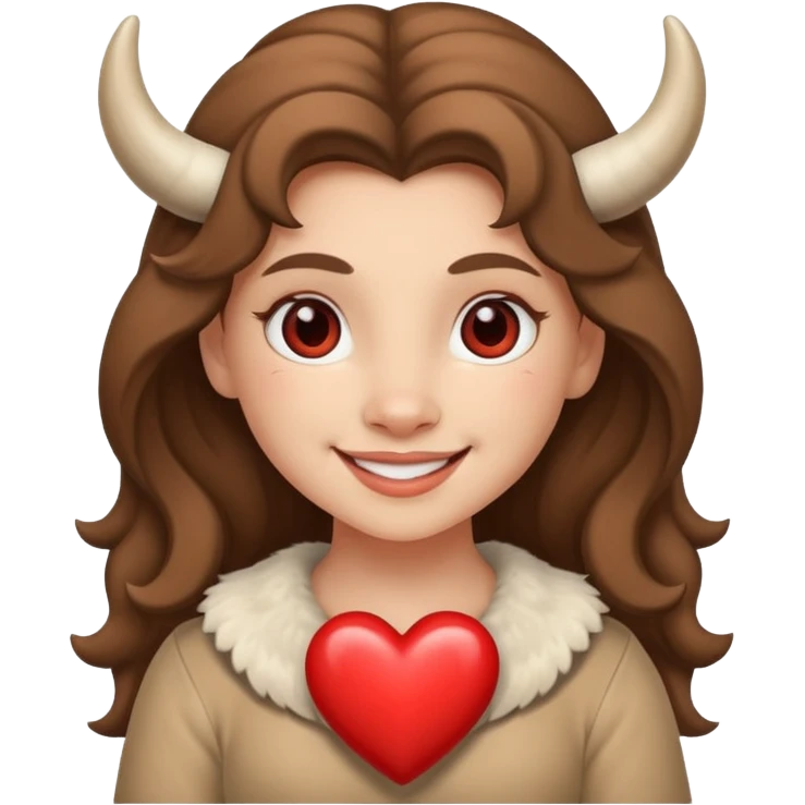 White Tauros girl in heart in love emoji