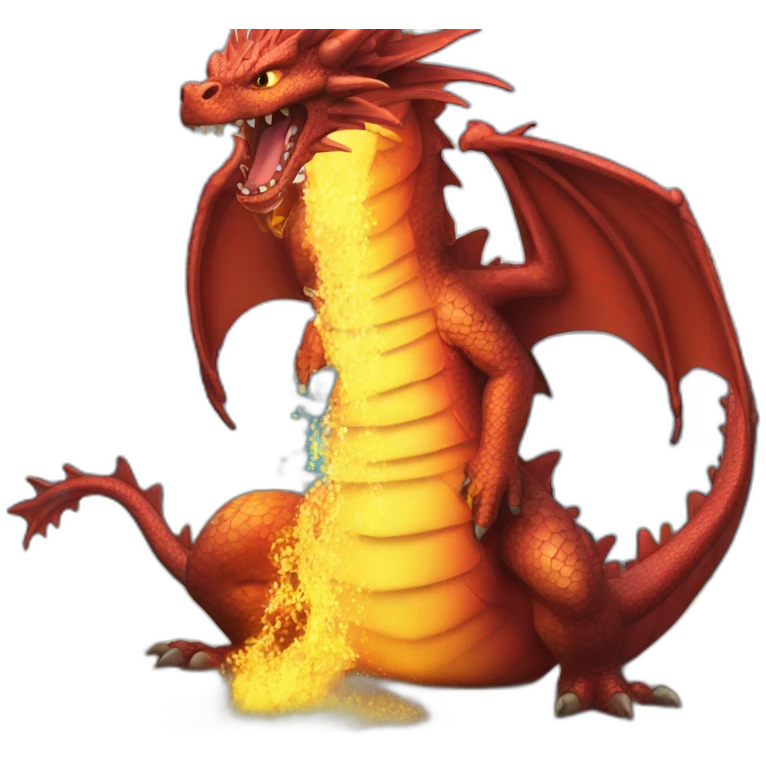 a dragon pissing fire on the ocean emoji
