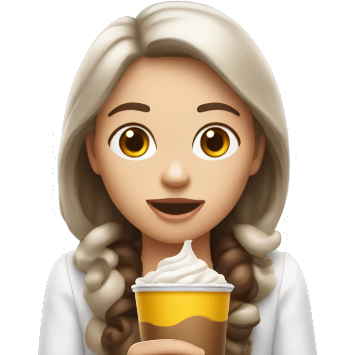 Fille blanche et brune qui mange un McDo emoji