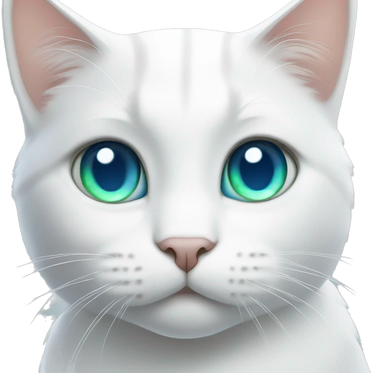 white cat with blue and green eyes emoji