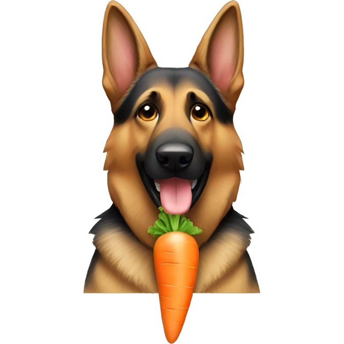 german shepherd with a carrot emoji