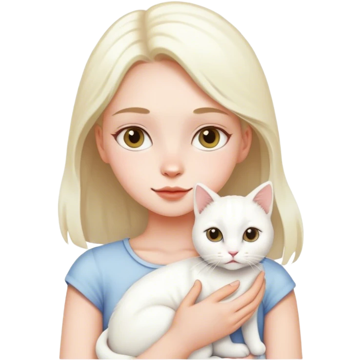 Girl with white cat  emoji