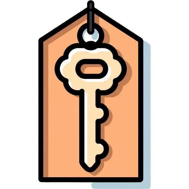 classic vintage hotel room key with diamond-shaped tag emoji