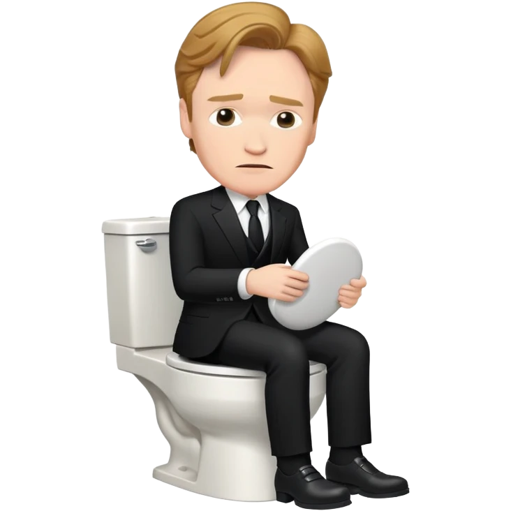 conan obrien in a black suit sitting on a toilet emoji
