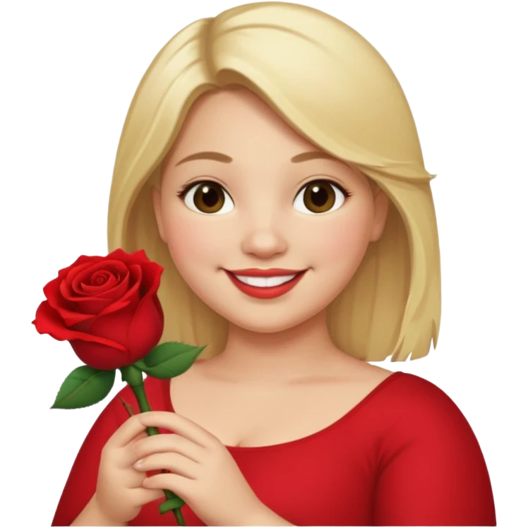 ash Trevino is a fat girl with blonde hair and has a rose in her hand  emoji