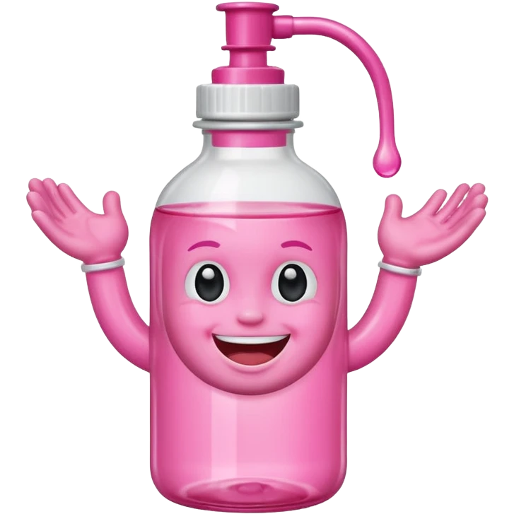 Smiling freaky baby oil bottle pink emoji