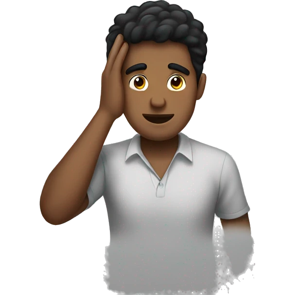 A black haired guy holdin his ears with opposite hands emoji