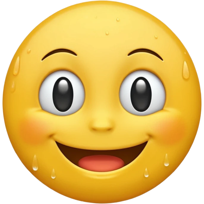An animation of an emoji showing happy face when water is poured on it emoji