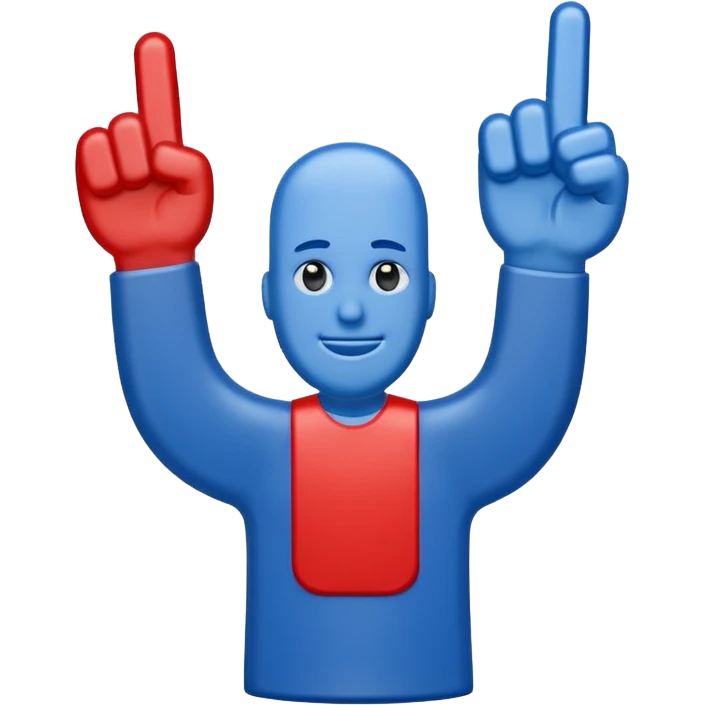 giant foam finger blue (#00A3E0) and red (#F9423A) emoji