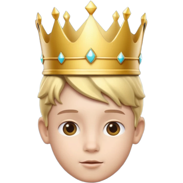 Royal Kid with fancy crown head 3d with emoji