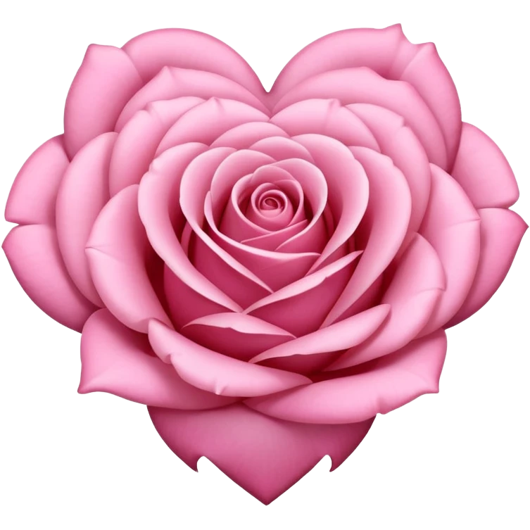 pink rose shaped like a heart, elegant, soft petals emoji