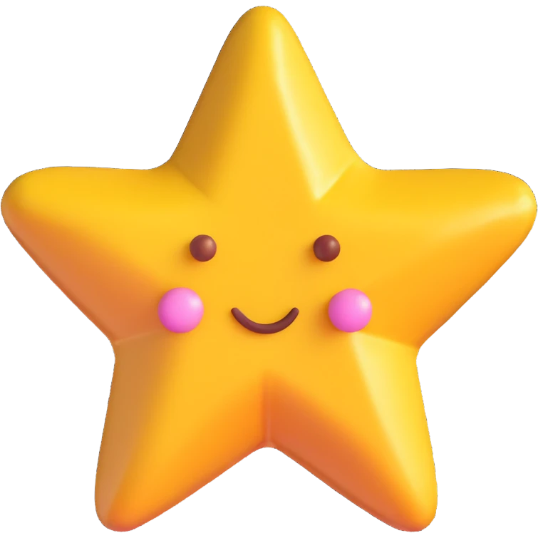 3D emoji style dalgona candy with star shape, inspired by Squid Game emoji