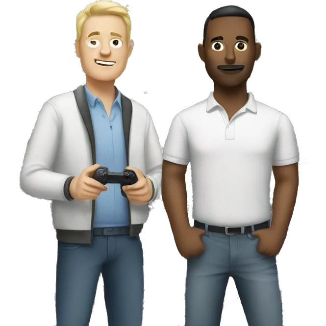 two white men play video games emoji