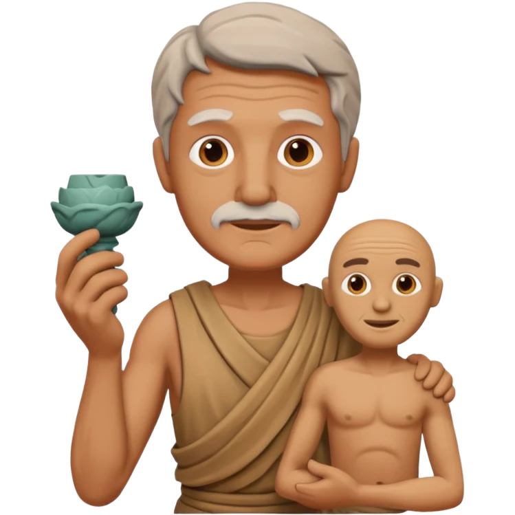 Ancient  man  with clay sculpture emoji