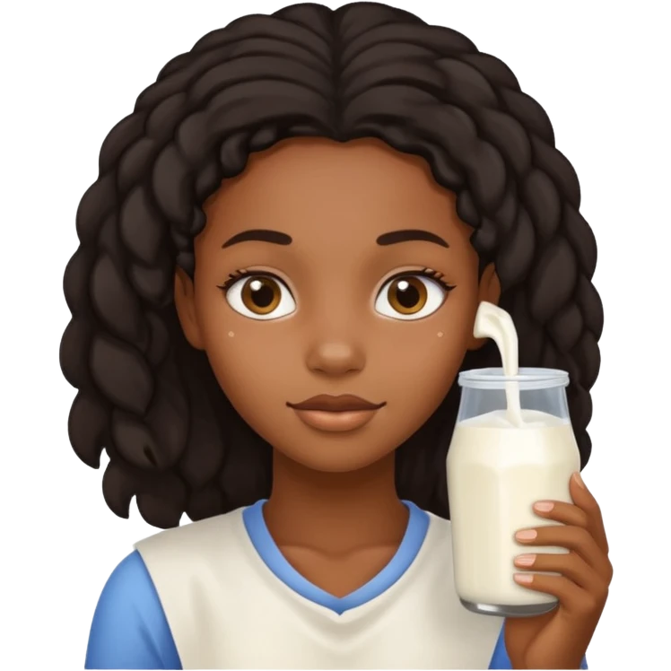 Black girl with locks and milk on her face  emoji