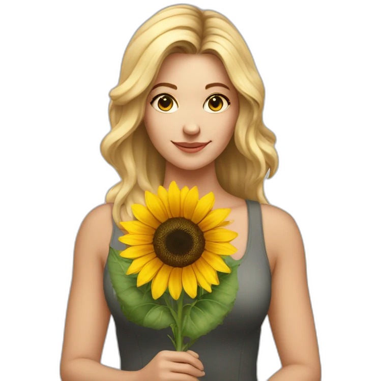 Gorgeous white woman holding a sunflower emoji