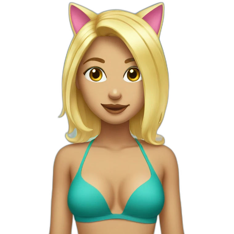 hot catgirl blonde swim suit emoji