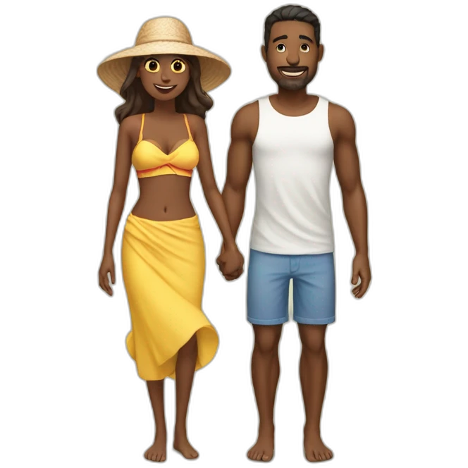 Pareja en la playa emoji