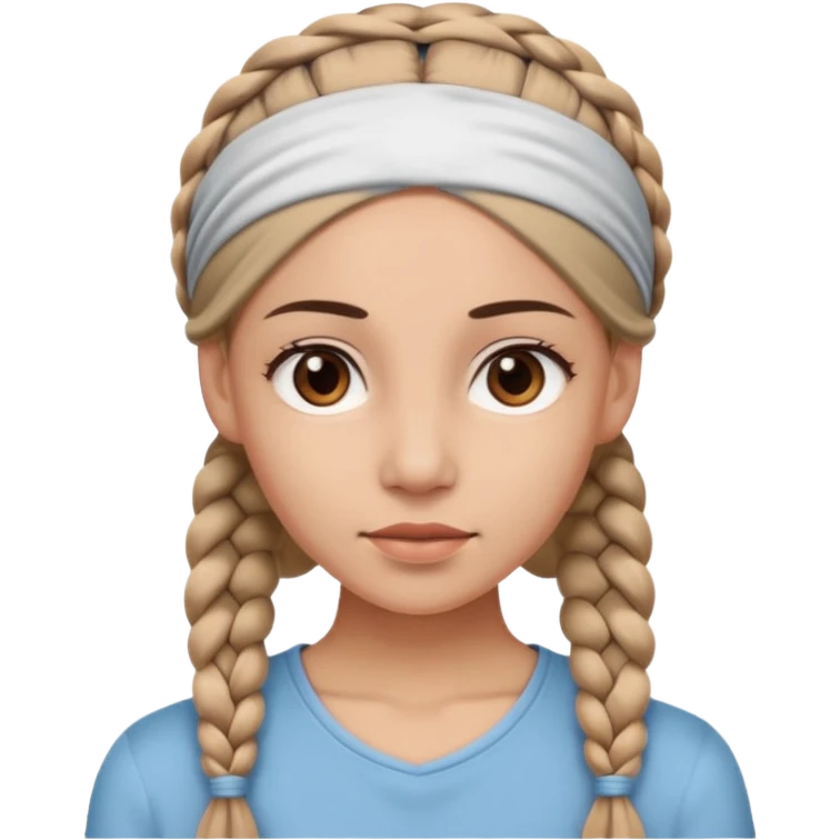 big lose braided woman face wiith big visible braids and mono color headband on head emoji