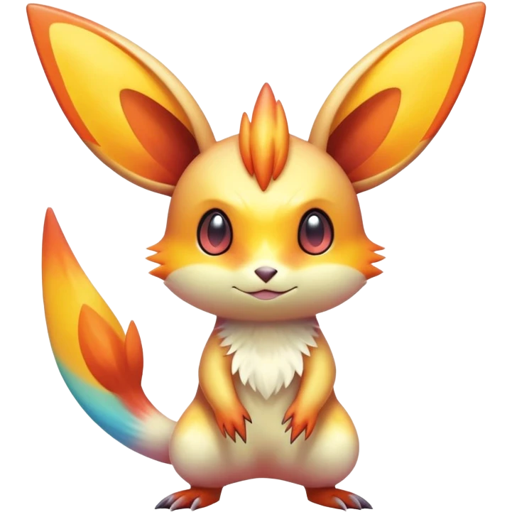 Colorful Shiny Exotic Victini-Salandit-Minccino-Emolga-Fakémon-hybrid-creature (full body)  emoji
